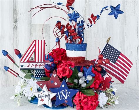 Patriotic Centerpiece 4th Of July Centerpiece Independence Day