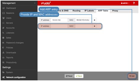 Arp Table Configuration — Fudo Pam 311 System Documentation