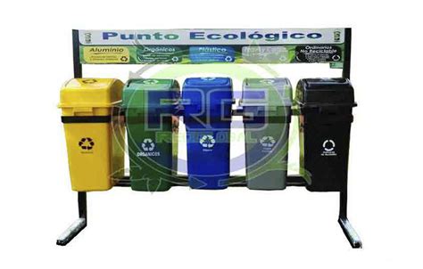 Punto Ecologico Con 5 Basureros Cod 137 Venta De Basureros Para Reciclaje Y Puntos Ecológicos