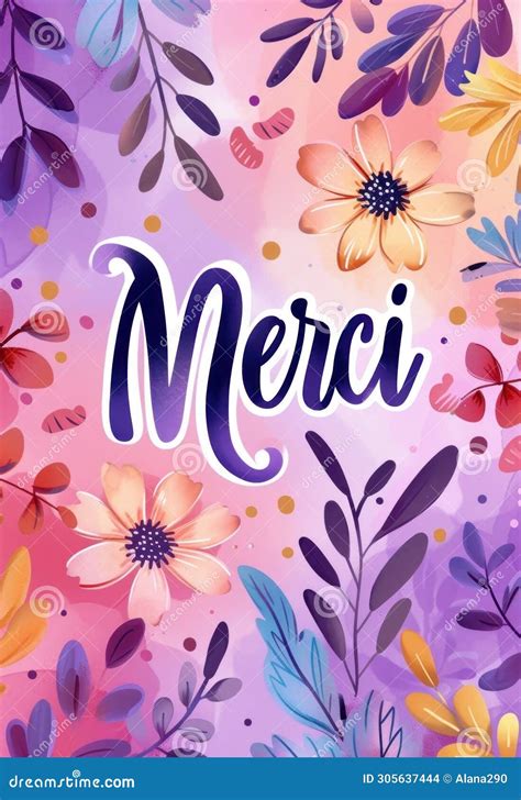 Merci Thank You In French Language Modern Calligraphy Lettering Text