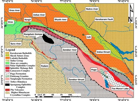 Geological Map Of The Ladakh Himalaya Showing Various Download