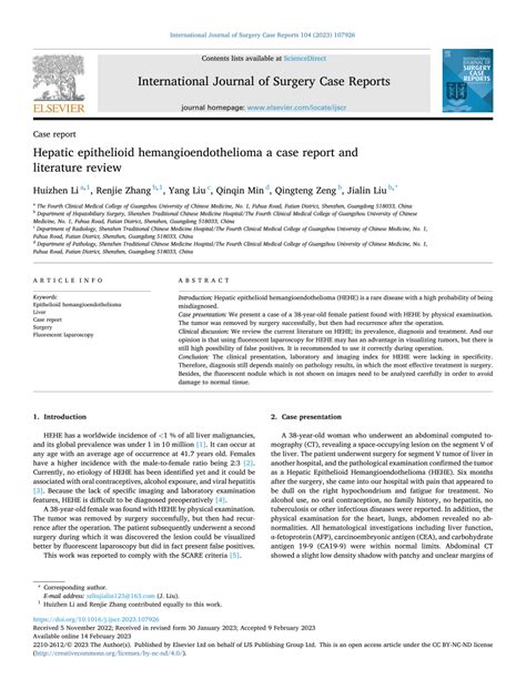 PDF Hepatic Epithelioid Hemangioendothelioma A Case Report And