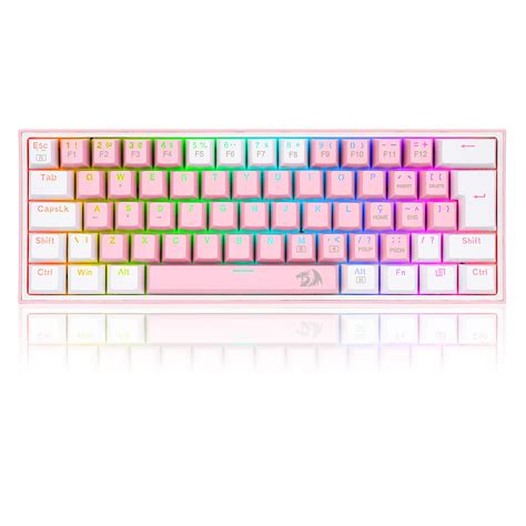 TECLADO GAMER MECANICO FIZZ RGB ROSA E BRANCO SWITCH AZUL ABNT2 K617