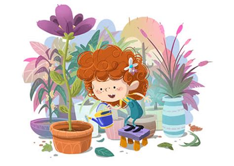 niña regando plantas Juegos infantiles