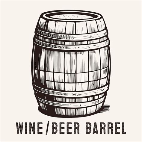 Premium Vector Wine Beer Barrel In Engraved Vintage Style