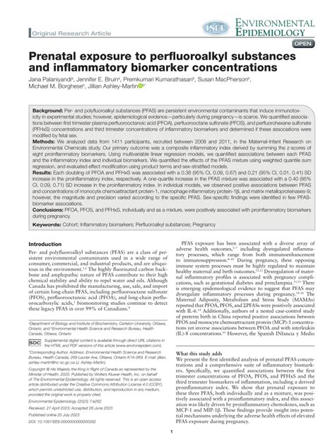 Pdf Prenatal Exposure To Perfluoroalkyl Substances And Inflammatory