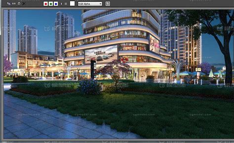 商业 商业沿街模型 现代场景模型库 3ds Maxmax模型下载 Cg模型网