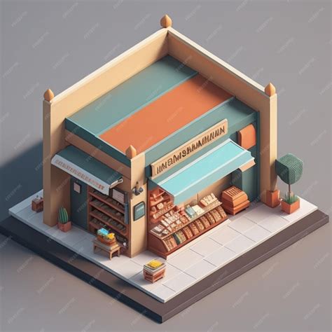 Premium Ai Image 3d Isometric Shop Building Created With Generative Ai