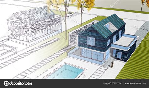 Modern House Sketch Illustration — Stock Photo © SAdesign #558727754