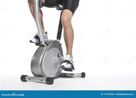 Man Who Pedal Stationary Bikes Stock Photo Image Of Machine