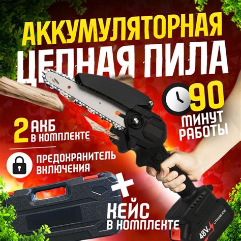 Пила цепная аккумуляторная электрическая. 2 аккумулятора и кейс в ...