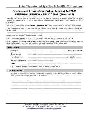 Internal Review Of Access Application GIPA Act Internal Review