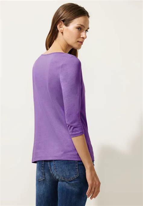 STREET ONE T Shirt Doux De Couleur Unie Pour Femmes En Violet STREET ONE