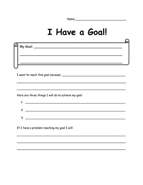 18 Best Images Of Goal Worksheet For Elementary School Action Plan