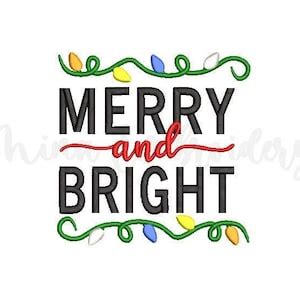 Merry And Bright Embroidery Design Christmas Embroidery Etsy