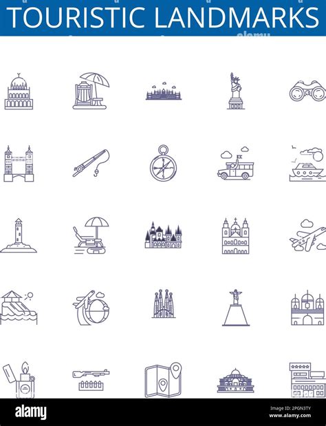 Touristic Landmarks Line Icons Signs Set Design Collection Of Tourist