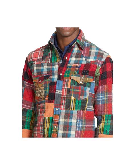 Polo Ralph Lauren Patchwork Flannel Western Shirt For Men Lyst