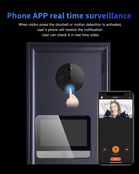 Smart Tuya Peephole Doorbell Camera Wifi Doorbell Video Intercom Monitor Motion Detection Video ...