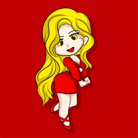 Premium Vector Illustration Art Cute Chibi Girl Blonde Hair Character Design