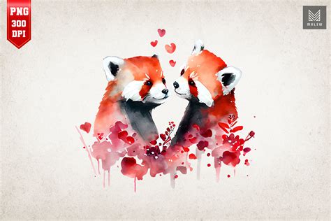 Lovely Couple Red Panda Valentine Graphic By Mulew · Creative Fabrica