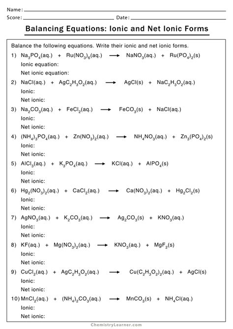 Ionic Formula Worksheet - Worksheets For Kindergarten