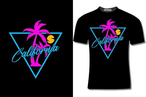 Premium Vector Surfing On The California Beach Tshirt Design Illustration