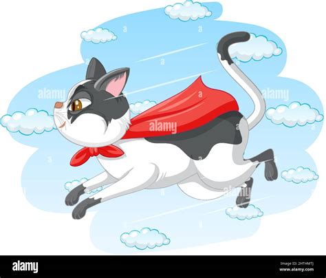 Cute cat flying in the sky illustration Stock Vector Image & Art - Alamy