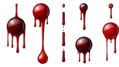 Premium Photo A Set Of Red Drops Of Blood On A White Background