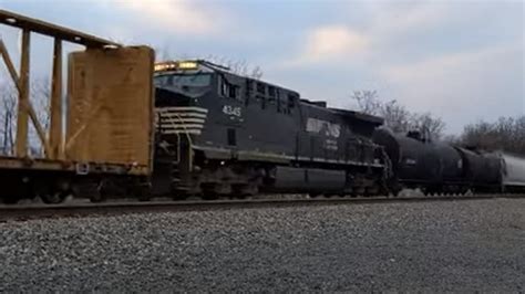 A Long Norfolk Southern Manifest Train W DPU And Vintage Coal Cars