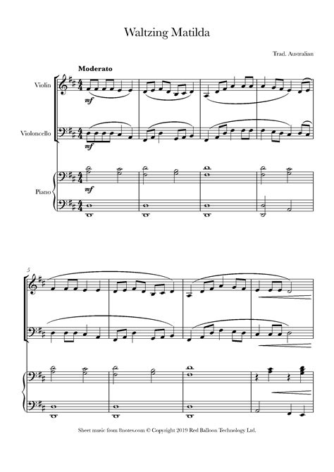 Waltzing Matilda Sheet Music For Piano Trio