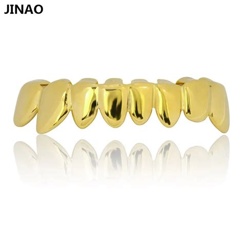 Jinao Pure Gold Color Plated Grillz Caps Shaped Bottom Teeth Grills Hip