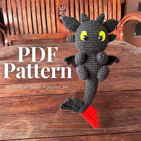 Crochet Pattern Pdf Toothless Amigurumi Etsy Hong Kong