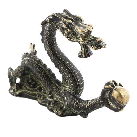 Handmade Black Patina Brass Dragon Statue With A Ball