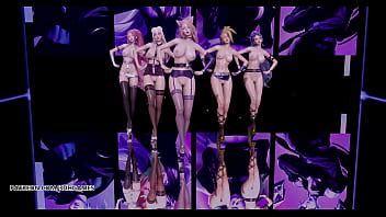 MMD K DA The Baddest Naked Dance KDA Ahri Akali Kaisa Evelynn Seraphine K FPS XVIDEOS