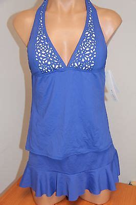 Nwt Captiva Swimsuit Bikini Tankini Pc Set Sz L Skirt Indigo Ebay