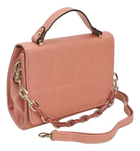 Bolsa Feminina Transversal Média Alça De Mão Corrente Cor Rosa