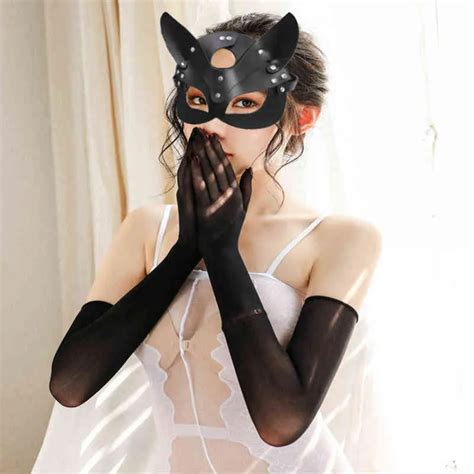 Mujeres Eróticas Máscara Sexy Medio Ojos Cosplay Cara Gato Máscara De