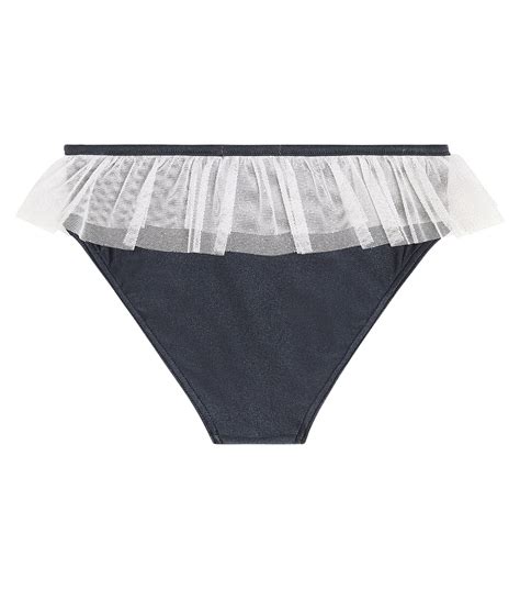 Saladeta Tulle Trimmed Bikini Bottoms In Blue Suncracy Mytheresa