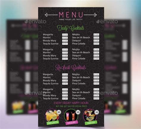 37 Cocktail Menu Templates Free Sample Example Format Download