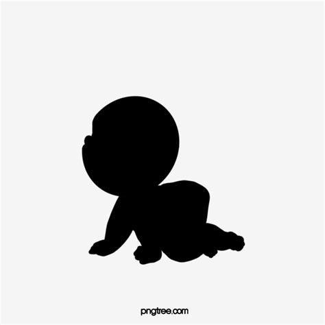 Baby Crawling Silhouette PNG Images, Black And White Silhouette Of Baby ...