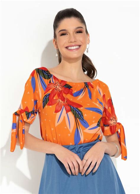 Blusa Floral Ombro A Ombro Moda Evang Lica Rosalie