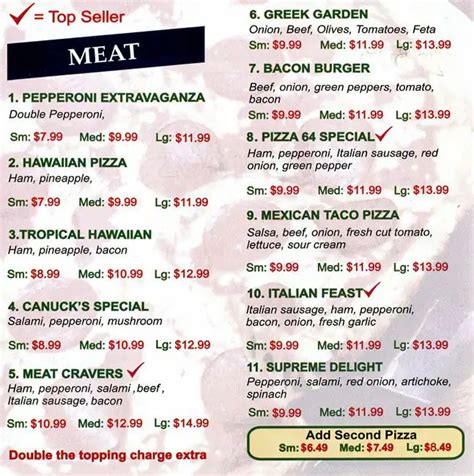 Pizza 64 Menu, Menu for Pizza 64, Cloverdale, Surrey - Urbanspoon/Zomato