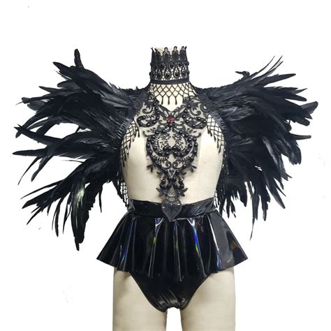 Gothic Feather Shrug Stole Wrap Black Feathers Burlesque Etsy Artofit