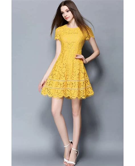 Short Sleeve Yellow Dress Fashion Dresses