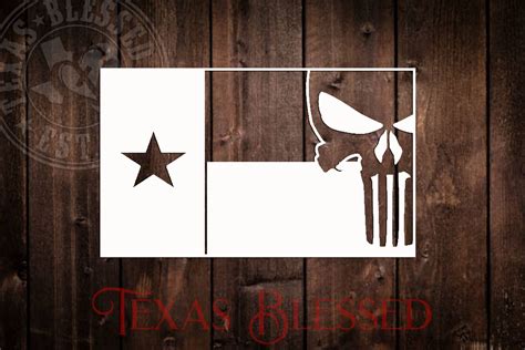 Texas Flag Punisher Skull Lone Star State Vinyl Decal Etsy