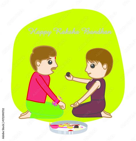 Happy Raksha Bandhan - Cartoon Characters Vector Stock Vector | Adobe Stock