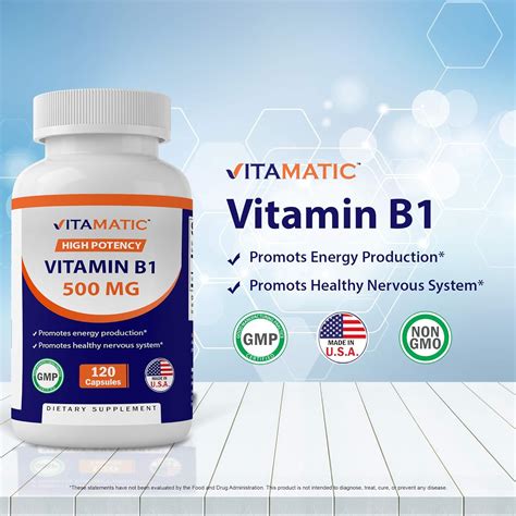 Vitamatic Vitamina B1 tiamina 500 mg 120 cápsulas Yaxa Colombia