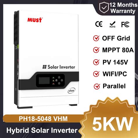 Must Ph18000 Plus 5kw 5 5kw 48v Home Hybrid Solar Inverter Mppt 80a Pv