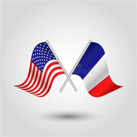 Vector Two Crossed American And French Flags Stock Vector