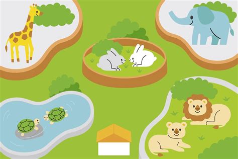 Premium Vector | Flat design zoo map illustration